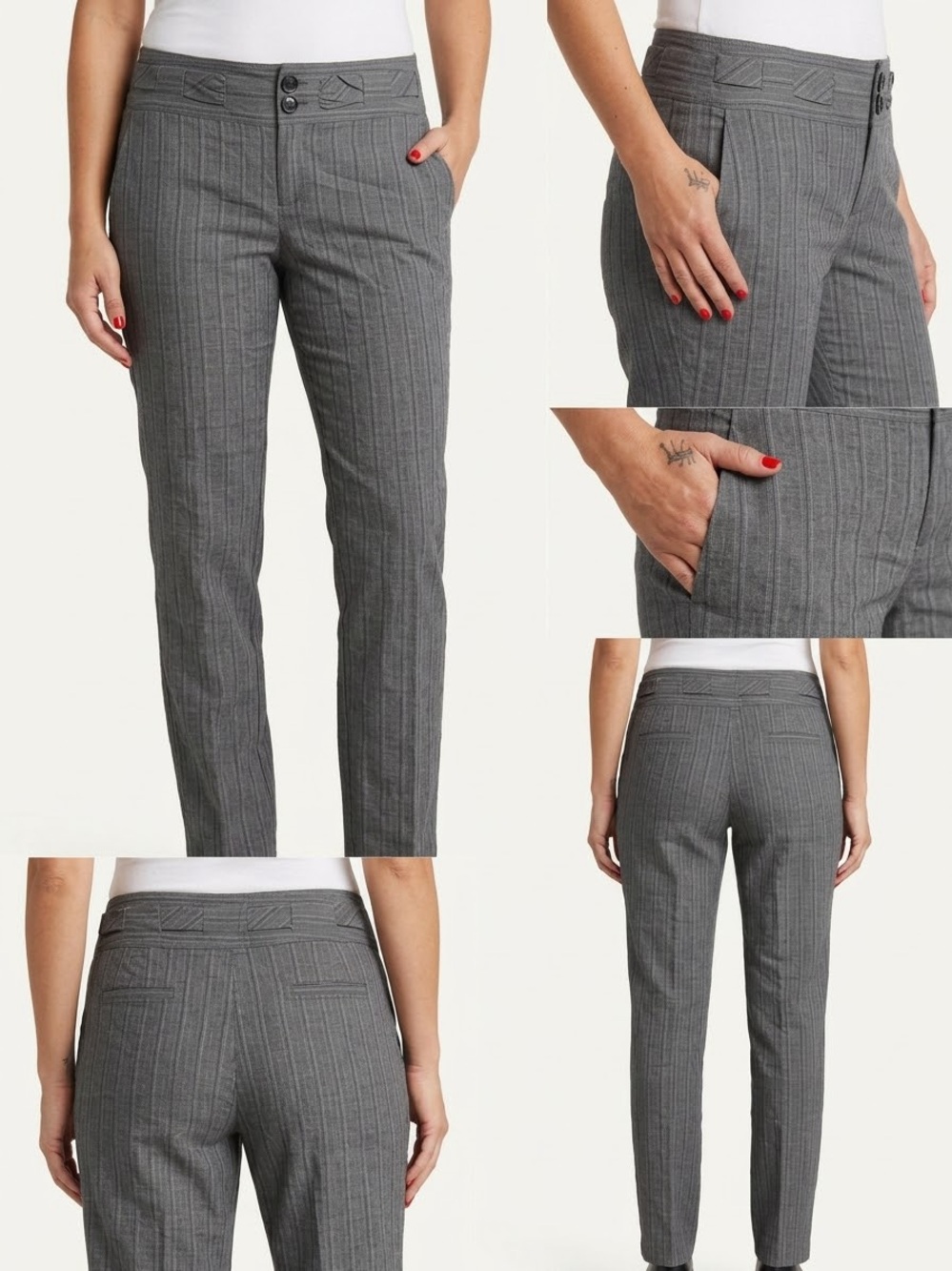 GOLFTINI Charcoal Pinstripe Golf Trousers Golfcore Country Club Double Button 10